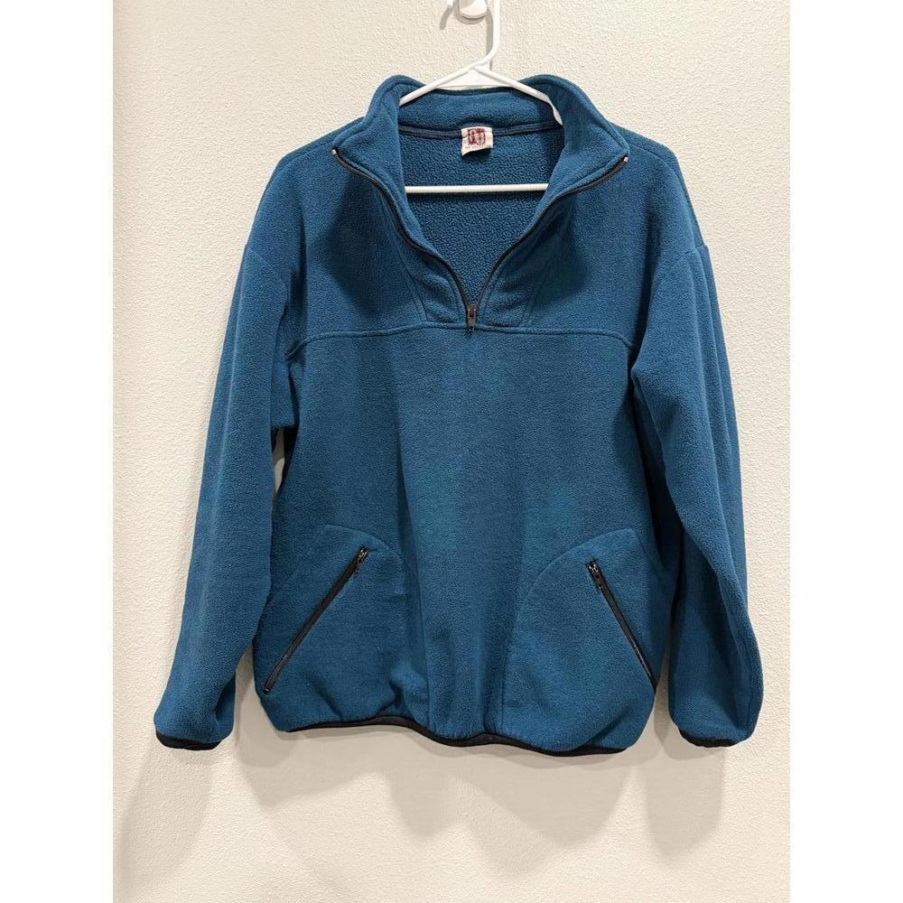 Vintage Art Unlimited, Men's Teal Green Quarter-zip Sweater, Men's Small